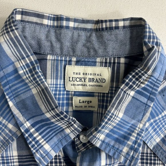 Lucky Brand Shirt Plaid Pearl Snap Long Sleeve Western Button Up Mens Size Large - Picture 7 of 10